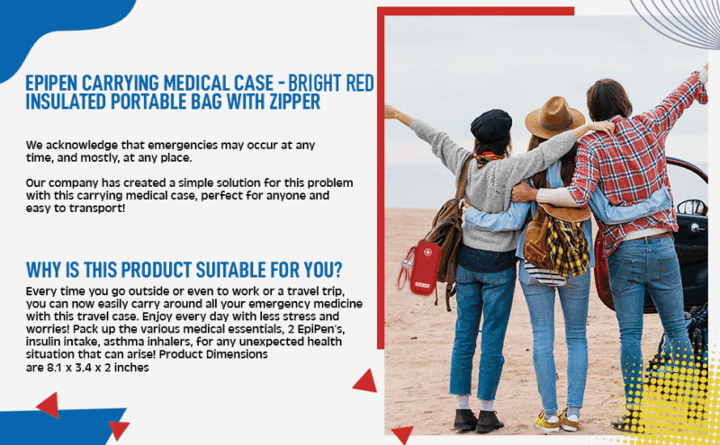 EpiPen Medical Carrying Case Insulated, Travel Medication Organizer Bag Emergency Medical Pouch, Fits 2 EpiPens, Asthma Inhaler, Anti-Histamine, Auvi-Q, Allergy Medicine Essentials, Red : Health & Household - Image 16
