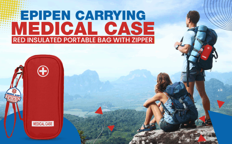 EpiPen Medical Carrying Case Insulated, Travel Medication Organizer Bag Emergency Medical Pouch, Fits 2 EpiPens, Asthma Inhaler, Anti-Histamine, Auvi-Q, Allergy Medicine Essentials, Red : Health & Household - Image 10
