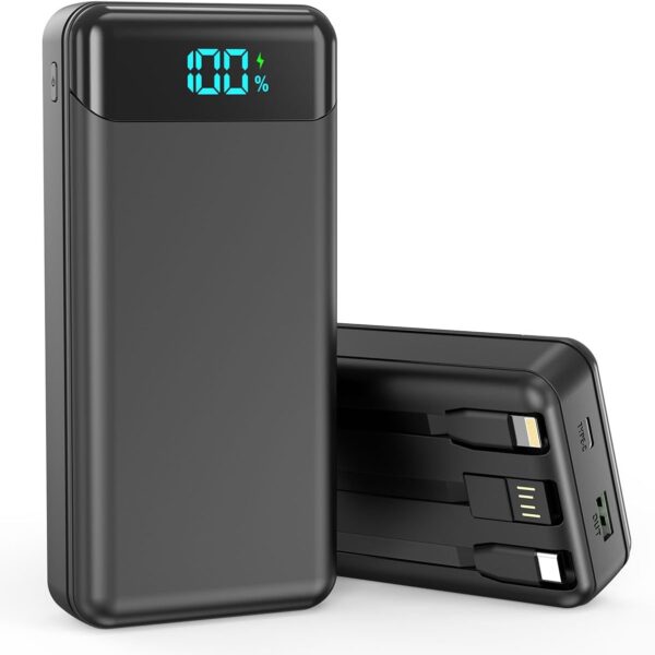Portable Charger 40000mAh Power Bank - PD 22.5W Fast Charging Battery Pack, Built-in Cable Phone Charger 4 Output 3 Input, Compatible with iPhone 16 15 14 13 Android Samsung, Travel Camping Essential : Cell Phones & Accessories