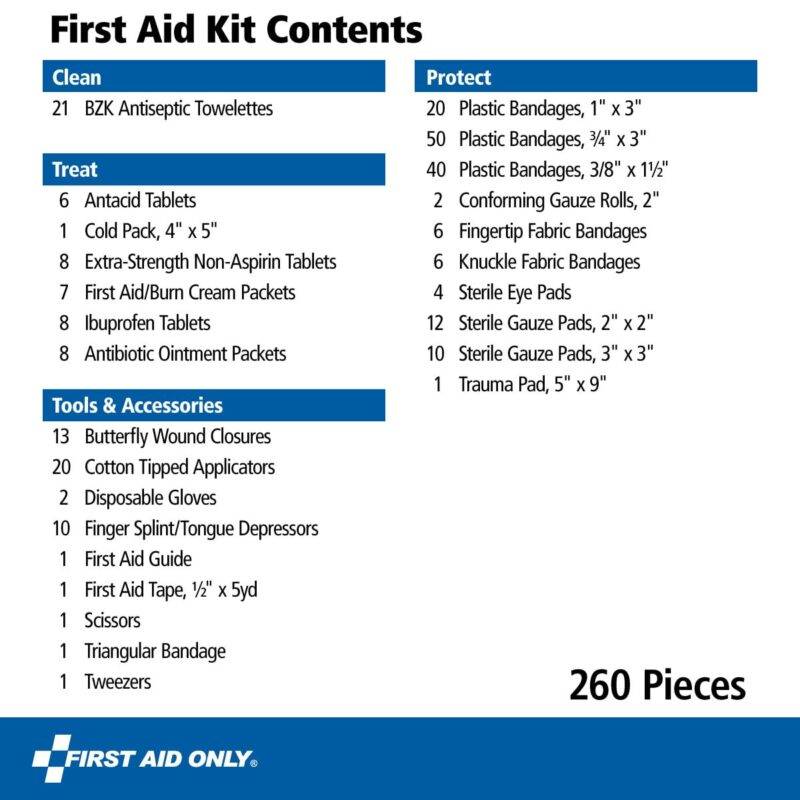 First Aid Only 91248 OSHA-Compliant First Aid Kit, All-Purpose 50-Person Emergency First Aid Kit for Business, Worksite, Home, and Car, 260 Pieces : Health & Household - Image 2