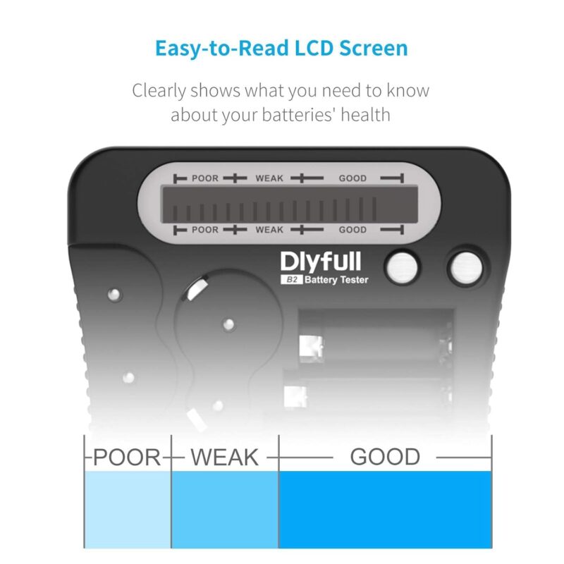 Battery Tester, Dlyfull LCD Display Universal Battery Checker for AA AAA C D 9V CR2032 CR123A CR2 CRV3 2CR5 CRP2 1.5V/3V Button Cell Batteries, 1x AAA batteries included - - Image 3