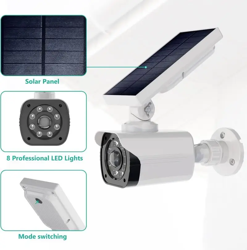 WALI Dummy Fake Camera, Security Camera with Motion Sensor Light, Simulated Surveillance Security CCTV Dome Camera Indoor Outdoor (TCW2-SOL), 2 Packs, White-Solar : Electronics - Image 6