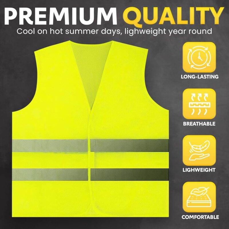 PeerBasics Safety Vests Reflective, 10 Pack, Mesh - - Image 7
