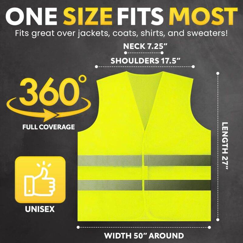 PeerBasics Safety Vests Reflective, 10 Pack, Mesh - - Image 2
