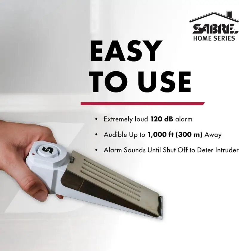 SABRE 120 dB Wedge Door Stop Security Alarm, Extremely Loud Wireless Alarm Siren Audible Up To 1,500 Ft., Non-Skid Pad, Compact Alarm Great for Home, Travel, Apartment or Dorm : Office Products - Image 4
