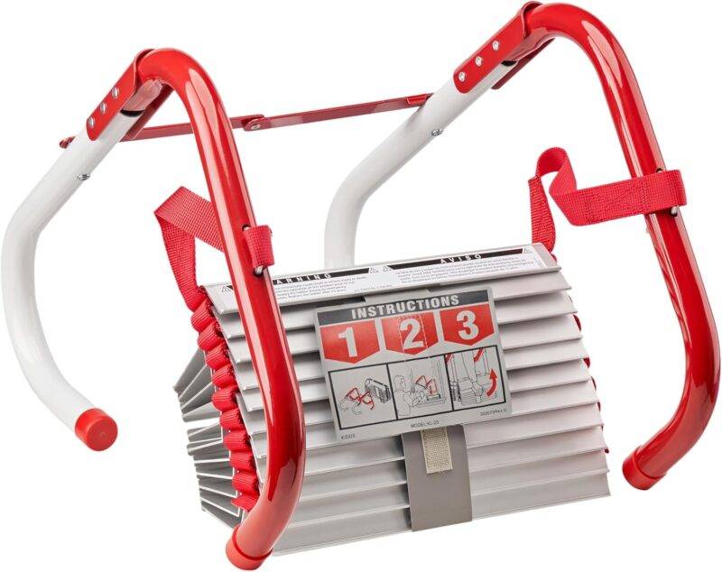 Kidde Fire Escape Ladder, 2-Story Rope Ladder, Extends to 13-Feet, Anti-Slip Rungs - Emergency Ladders -