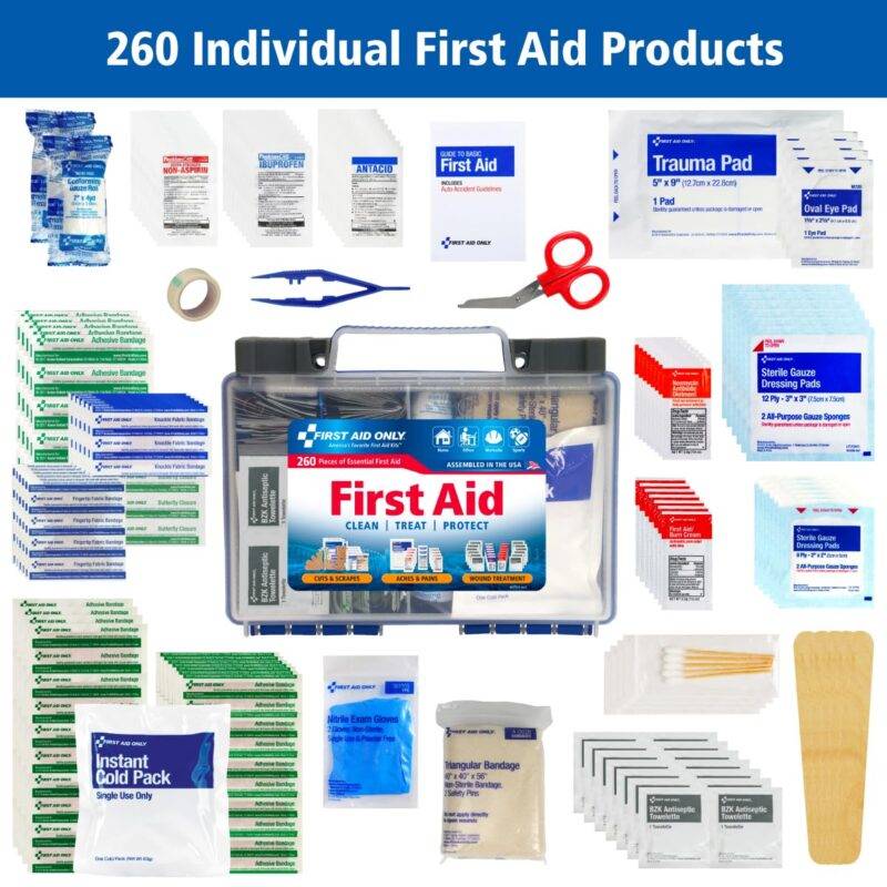 First Aid Only 91248 OSHA-Compliant First Aid Kit, All-Purpose 50-Person Emergency First Aid Kit for Business, Worksite, Home, and Car, 260 Pieces : Health & Household - Image 3