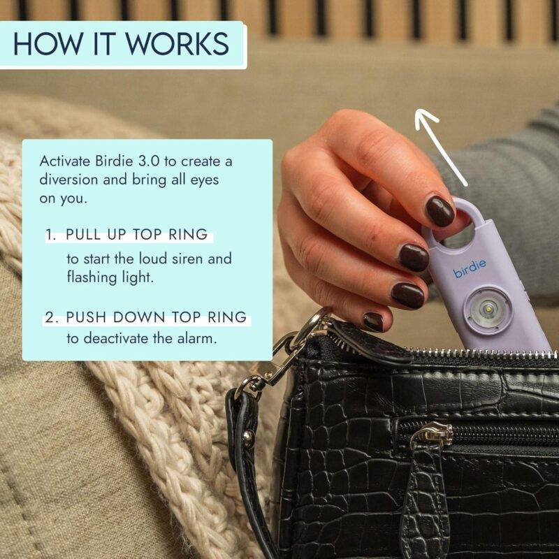 She's Birdie - The Original Personal Safety Alarm for Women by Women - Loud Siren, Strobe Light and Key Chain for Self Defense - Rechargeable with Power Switch and Flashlight (Lemon) : Electronics - Image 4