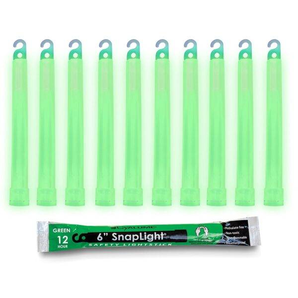 Cyalume Glow Sticks Military Grade Lightstick - Premium Green 6” SnapLight Emergency Chemical Light Stick with 12 Hour Duration , 10 Pack : Sports & Outdoors