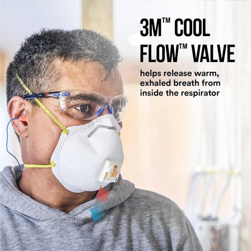 3M N95 Respirator 8511, Cool Flow Valve, 10 Pack, NIOSH-APPROVED, Advanced Filter Media For Easy Breathing, Comfortable For Long Periods Of Wear, Helps Filter Pollen, Mold Spores & Dust (8511PB1-A-PS) - Papr Safety Respirators - - Image 2