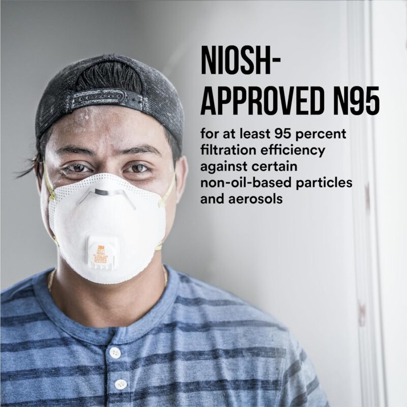 3M N95 Respirator 8511, Cool Flow Valve, 10 Pack, NIOSH-APPROVED, Advanced Filter Media For Easy Breathing, Comfortable For Long Periods Of Wear, Helps Filter Pollen, Mold Spores & Dust (8511PB1-A-PS) - Papr Safety Respirators - - Image 7