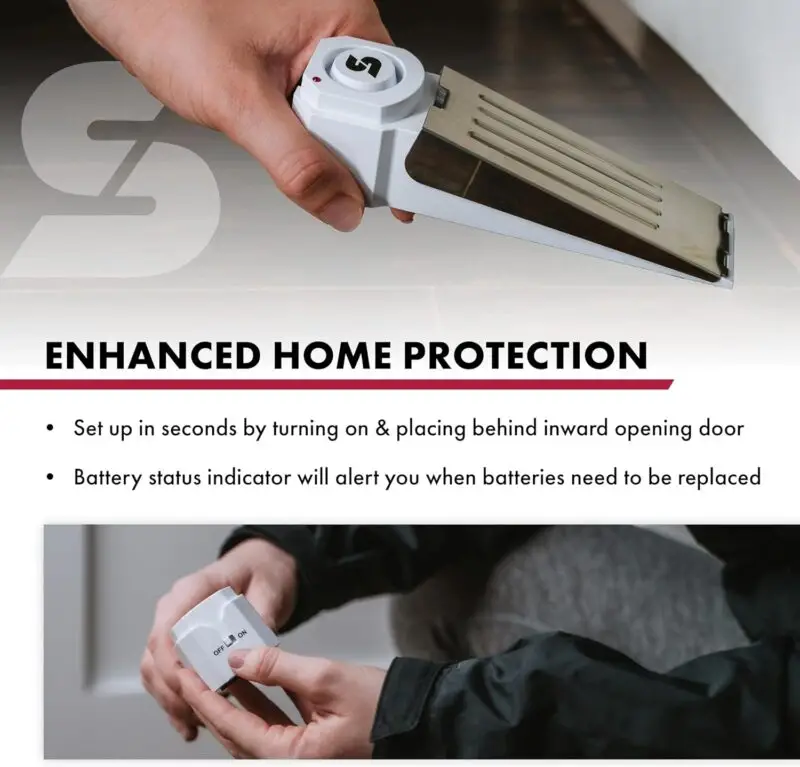 SABRE 120 dB Wedge Door Stop Security Alarm, Extremely Loud Wireless Alarm Siren Audible Up To 1,500 Ft., Non-Skid Pad, Compact Alarm Great for Home, Travel, Apartment or Dorm : Office Products - Image 6