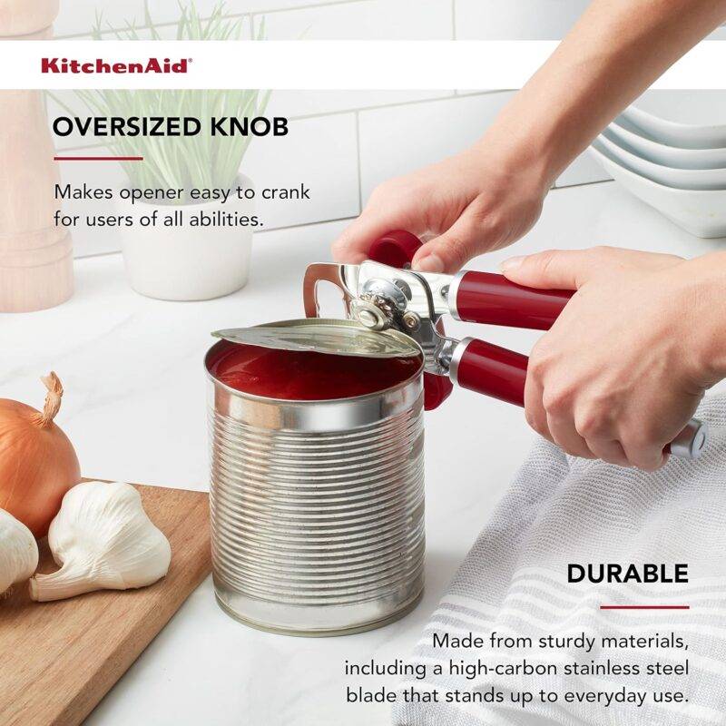 KitchenAid Classic Multifunction Can Opener and Bottle Opener Easy to Use, Razor Sharp Stainless Steel Cutting Wheel, Soft Ergonomic Handles, Empire Red : Home & Kitchen - Image 5