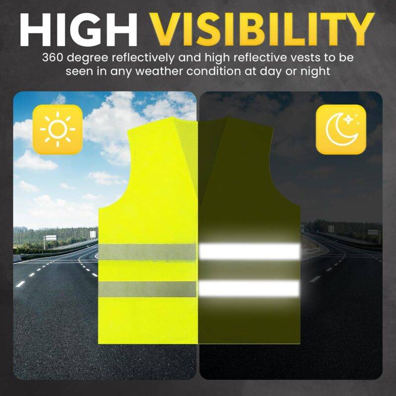 PeerBasics Safety Vests Reflective, 10 Pack, Mesh - - Image 6