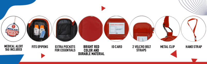 EpiPen Medical Carrying Case Insulated, Travel Medication Organizer Bag Emergency Medical Pouch, Fits 2 EpiPens, Asthma Inhaler, Anti-Histamine, Auvi-Q, Allergy Medicine Essentials, Red : Health & Household - Image 17